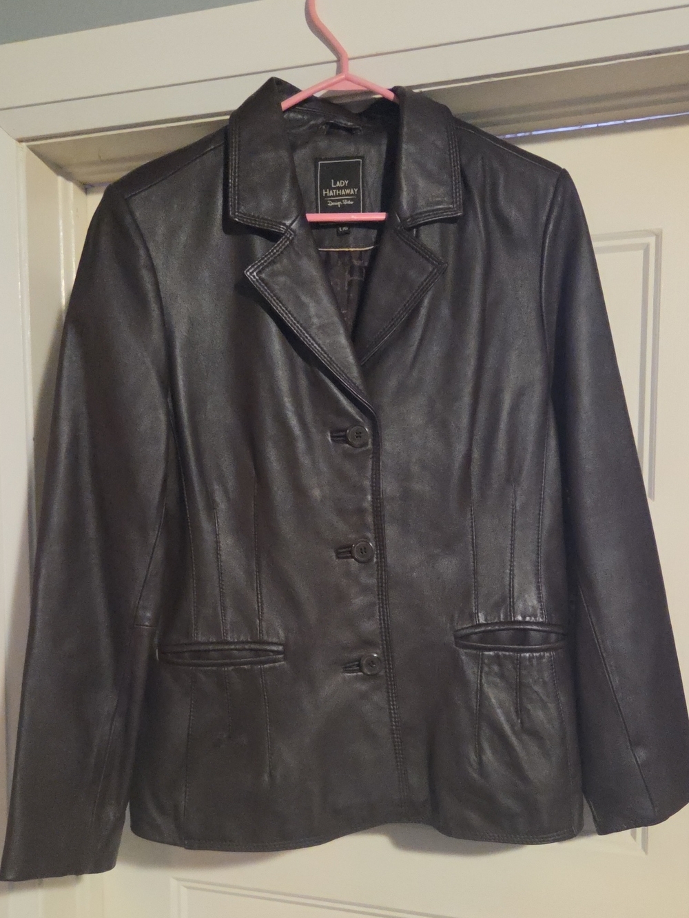 Leather Button-Front Women's Jacket Chocolate Brown